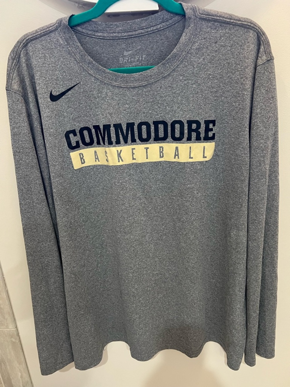 Nike Gray Commodore Basketball Long Sleeve dry fit Shirt
